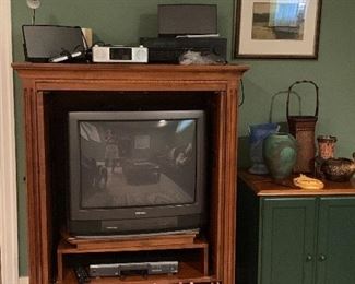 Ethan Allen tv cabinet and small painted cabinet for sale along with Bose systems