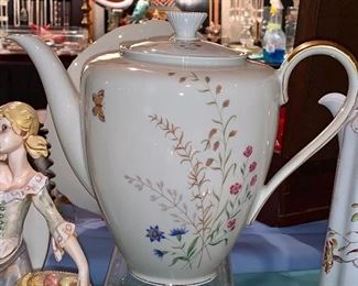 Tea or Coffee Pot--This set of china is rare- each piece is handmade so you will get the slightest difference in thickness, etc. Schirnding manufacturer