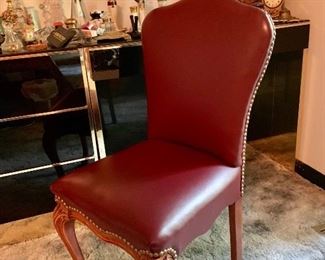 Vanity chair sold separately Leather with brass brad  trim