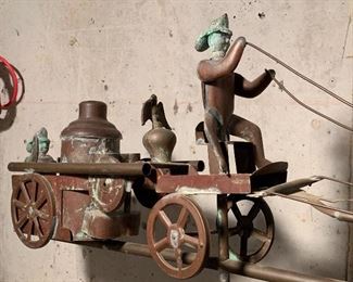 Antique Copper Weather Vane-Fireman theme: SOLD