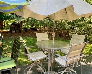 Another set of Bar- high patio set and umbrella and stand