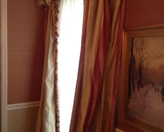 Pair custom silk (lined)drapes with poles