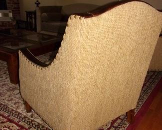 Southern Furniture Co armchairs (2) with leather and nail head trim.