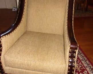 Southern Furniture Co armchairs (2) with leather and nail head trim.