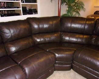 "Faux" Leather/Pleather sectional with dual recliner(back of center slight flaw)