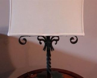 Vintage cast iron double bulb lamp.