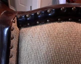 Southern Furniture Co armchairs (2) with leather and nail head trim.
