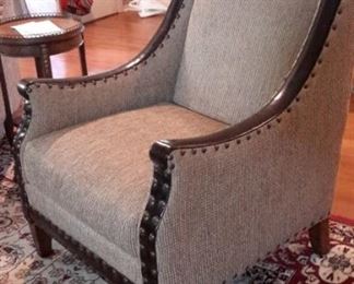 Southern Furniture Co armchairs (2) with leather and nail head trim.
