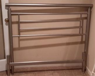 Brushed aluminum twin head and foot board, with rails.