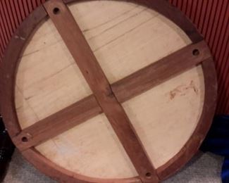 Leather top table from Peru.