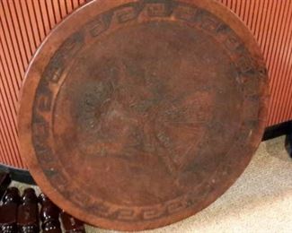Leather top table from Peru.