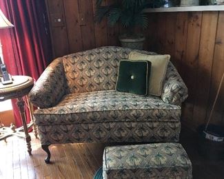 Palm tree love seat and matching ottoman