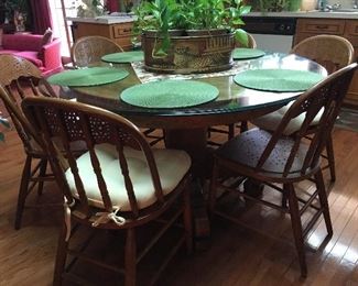 Antique table, oak, 6 chairs