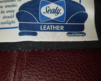 Label on Sealy leather furniture
