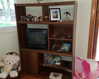Wall unit.  Older TV, Decorative items
