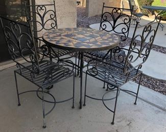 Iron & Tile Custom Table w 4 Chairs
