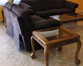 La-Z-Boy Sleeper Sofa, Loveseat Recliner, Ball & Claw Foot Coffee Table and Pair End Tables