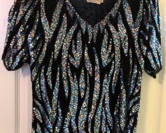 Vtg Roche de Paris Sequined Top