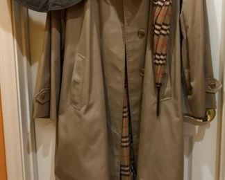 Burberry Trench Coat, Umbrella, Hat