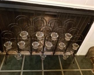 Fireplace Screen with glass votives