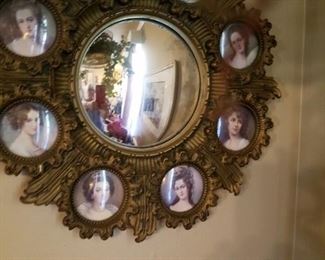 Vintage mirror with cameo pictures