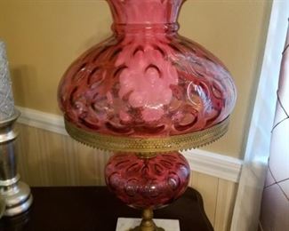 Cranberry Glass Lamp