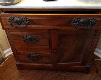 Marble top antique chest