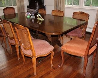 Vintage Dining Room Table with 8 Chairs & Matching Credenza