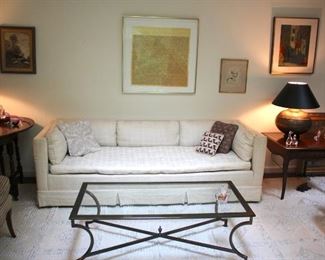 Sofa, Metal and Glass Coffee Table, Occasional Furniture, Lamps and Art