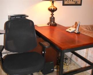Desk Chair and Work Table, with Lamp