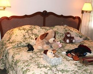Bedroom Furnishings with Pair of Lamps and Stuffed Animals