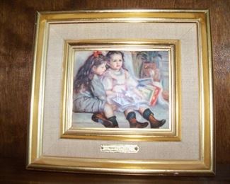 framed porcelain marked Renoir