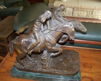 Bronze horse race statue signed N.Bonheur