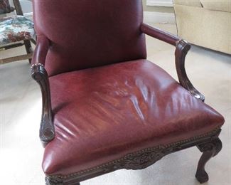 TRADITIONAL OPEN ARM LEATHER CHAIR  
MAYFIELD LEATHER FURNITURE  HICKORY NC

