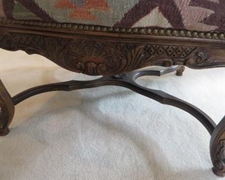 TRADITIONAL OPEN ARM CHAIR UPHOLSTERED IN NAVAJO RUG FABRIC (detail)