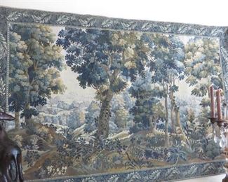 FRENCH STYLE TAPESTRY FOREST SCENE WALL HANGING
