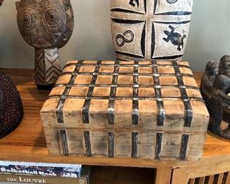 WOOD BOX WITH METAL TRIM
