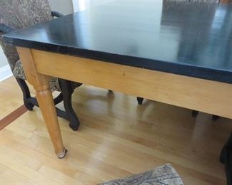  SOLID MAPLE LAB TABLE FROM DePAUL UNIVERSITY. circ. 1950.  (detail)