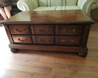 #6	Wood - 2 drawer Coffee Table  45x26x19.5	 $125.00 

