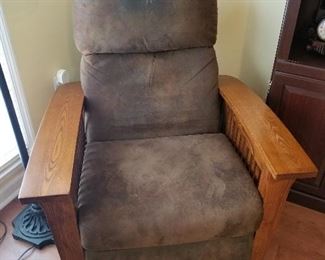 #13	Wood Arm Chair w/microfiber fabric recliner - as is	 $75.00 
