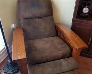#13	Wood Arm Chair w/microfiber fabric recliner - as is	 $75.00 
