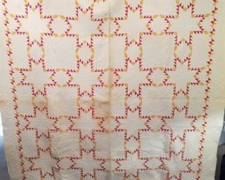 #25	Flying Geese Squares - Old Tiny handquilted Full	 $50.00 
