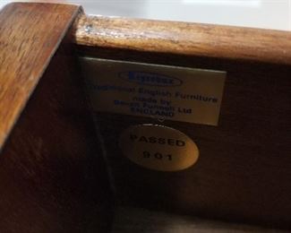 #37	2 drawer Reprobux (made in England) by Bevan Funnell Ltd. China Hutch w/Glass door top and 2 doors w/ 1 shelf   42x15x81	 $175.00 
