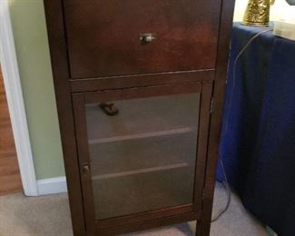 #38	Cabinet w/1 drawer & 3 shelf display door 26x16x36	 $45.00 
