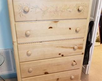 #43	5 drawer chest w/painting 33x18x48.5	 $75.00 
