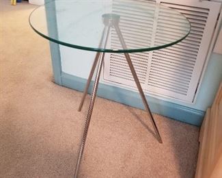 #44	Mid-Century Chrome Glass-top Table 	 $25.00 
