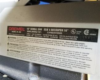 #77	Dremel Scroll Saw w/stand  16"	 $60.00 
