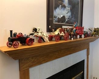 Cast Iron trains, tractors, fire trucks, circus carts and more