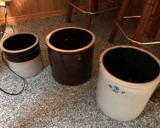 Crocks of different sizes 