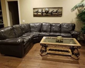 Arizona Leather sectional with reclining ends